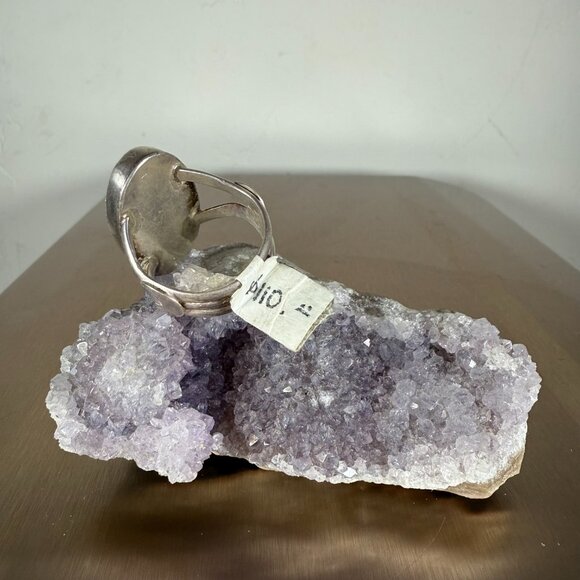 Sterling Silver Ring  Gray Labradorite Oval Gemstone Elegant Jewelry Size 8 - Picture 3 of 5